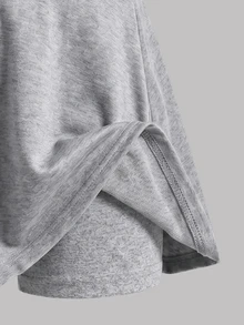 SHEIN Girls' Solid Color A-Line Mini Skirt, Light Gray And Pure Black, Minimalist Athletic Wide Waistband, Flared Umbrella Hem, Short Fit, Simple Autumn - Multicolor - View 7