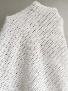 Elaquor Plus Size Casual Loose Ribbed Brushed Knit Cardigan Jacket White Autumn - Apricot - View 9