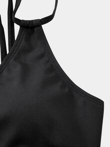 Easithlete Easithlete Women's Solid Color Double Strap Tank Top And Skort Sports Set - Black - View 4