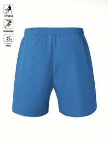 Gym Rark Men's Front Lace-Up Letter Print Pocket Casual Sports Shorts,Sweat-Wicking Breathable Lightweight Side Slits Minimalist Road Running Gym Performance - Blue - View 2