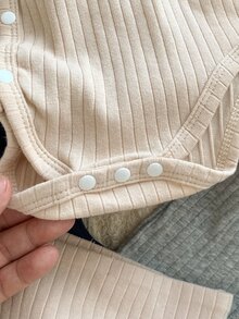 SHEIN 6Pcs Newborn Cotton‑Blend Ribbed Knit Fall Outfits, Wrap Front Bodysuit + High Waist Belly‑Cover Pants, Soft Breathable Casual 2‑Piece Set - Multicolor - View 5