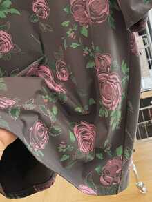 INAWLY Plus Size Women's All Over Print Casual Elegant T-Shirt, Comfortable Spring/Summer Formal Homewear Light Pink - Dark Grey - View 3