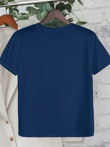 EMERY ROSE Camiseta de manga corta con cuello redondo y estampado de margaritas para mujer de talla grande - Azul Marino - Ver 2