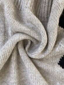 Linhara CURVE Plus Size Polo Collar Contrast Color Argyle Lazy Commute Long Sleeve Knit Sweater Winter - Khaki - View 9