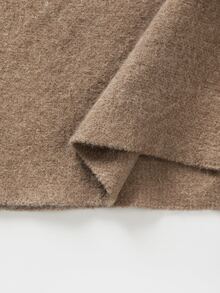 SHEIN كيب نسائي محبوك بتصميم فرنسي كاجوال غير متماثل للخريف والشتاء، بياقة عالية وتفاصيل أزرار، أكمام قصيرة وقصة فضفاضة - كاكي - مشاهدة 6