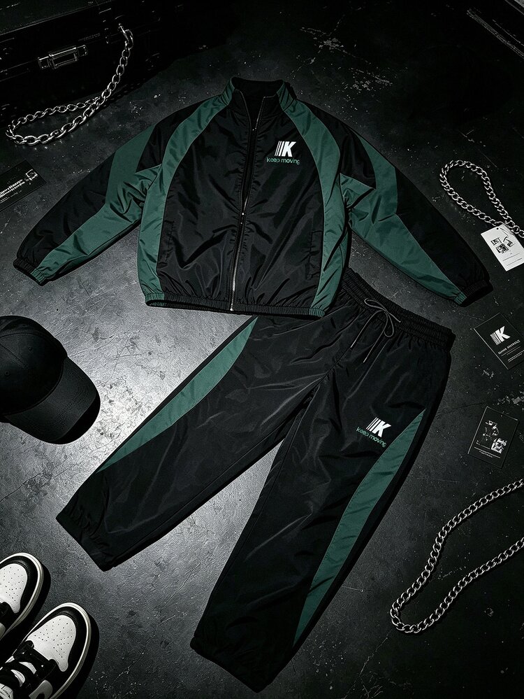 Sport MetroGents Setelan Olahraga Pria: Jaket Resleting dan Celana Panjang Model Tapered, untuk Gym. - MultiWarna - View 1