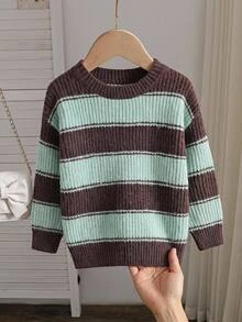 SHEIN 女童綠色圓領可愛活潑風套頭毛衣，時尚柔軟舒適，適合日常穿著、旅行、萬聖節與秋季 - 彩色 - 查看 9