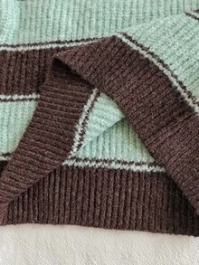 SHEIN 女童綠色圓領可愛活潑風套頭毛衣，時尚柔軟舒適，適合日常穿著、旅行、萬聖節與秋季 - 彩色 - 查看 10