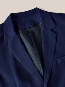 VeloEdit 大尺碼男士素色翻領長袖西裝外套與長褲商務正式套裝，秋季，儀式 - 寶藍色 - 查看 7