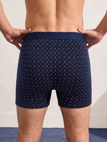 VeloEdit 4pcs/Pack Men's Printed Boxer Briefs, Letter Elastic Waistband Boxer Briefs (Random Asymmetric Print) - Multicolor - View 3