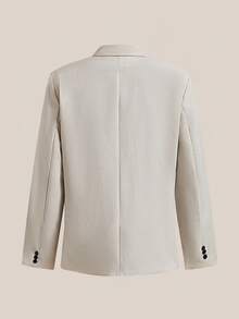 VeloEdit Men Plus Size Single-Breasted Business Casual Blazer , Beige , Formal, Ceremony - Apricot - View 4