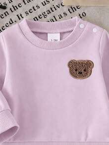 Newborn Baby Girl 1 Random Set Cute  Little Bear Imitation Embroidery Effect Printed  Sweatshirt Long Pants Set Soft Fabric In Fall And Winter - Multicolor - View 6