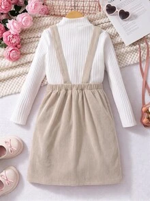 SHEIN Sparklyn 少女花卉拼接設計口袋吊帶洋裝 - 彩色 - 查看 2