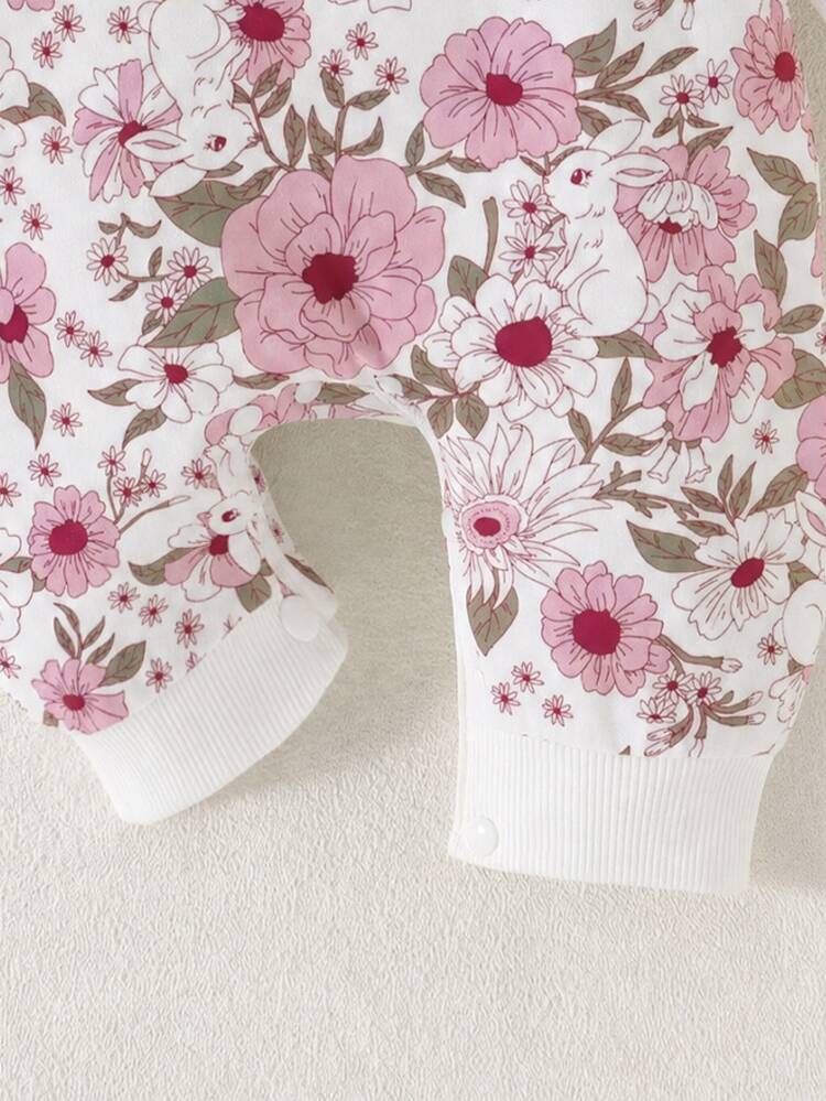 Newborn Baby Girl Romper Blind Box 1 Random Piece Cute Sweet Floral Rabbit Print Round Neck Long Sleeve Romper Soft Fabric Suitable For Outings Autumn/Winter - Multicolor - View 6