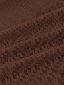SHEIN ICON Solid Drawstring Asymmetrical Hem Coffee Mesh Tube Top - Coffee Brown - View 5