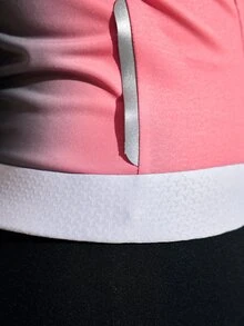 SHEIN Sports Pink-Black-Green Gradient Zipper Front Short Sleeve Cycling Jersey - Multicolor - View 7