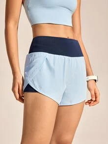 Exploreva Exploreva 女士撞色口袋休闲健身短裤 - 彩色 - 查看 5