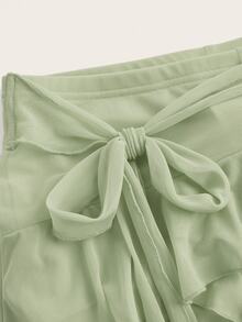 SHEIN ICON Minifalda negra de estilo Y2K de cintura baja con múltiples volantes - verde menta - Ver 4