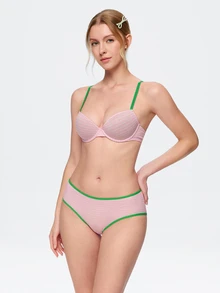 Bonmuse 1 Set Women's Underwire Molded Cup Comfortable Lingerie Set - Pink - View 3