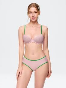 Bonmuse 1 Set Women's Underwire Molded Cup Comfortable Lingerie Set - Pink - View 7