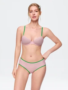 Bonmuse 1 Set Women's Underwire Molded Cup Comfortable Lingerie Set - Pink - View 5