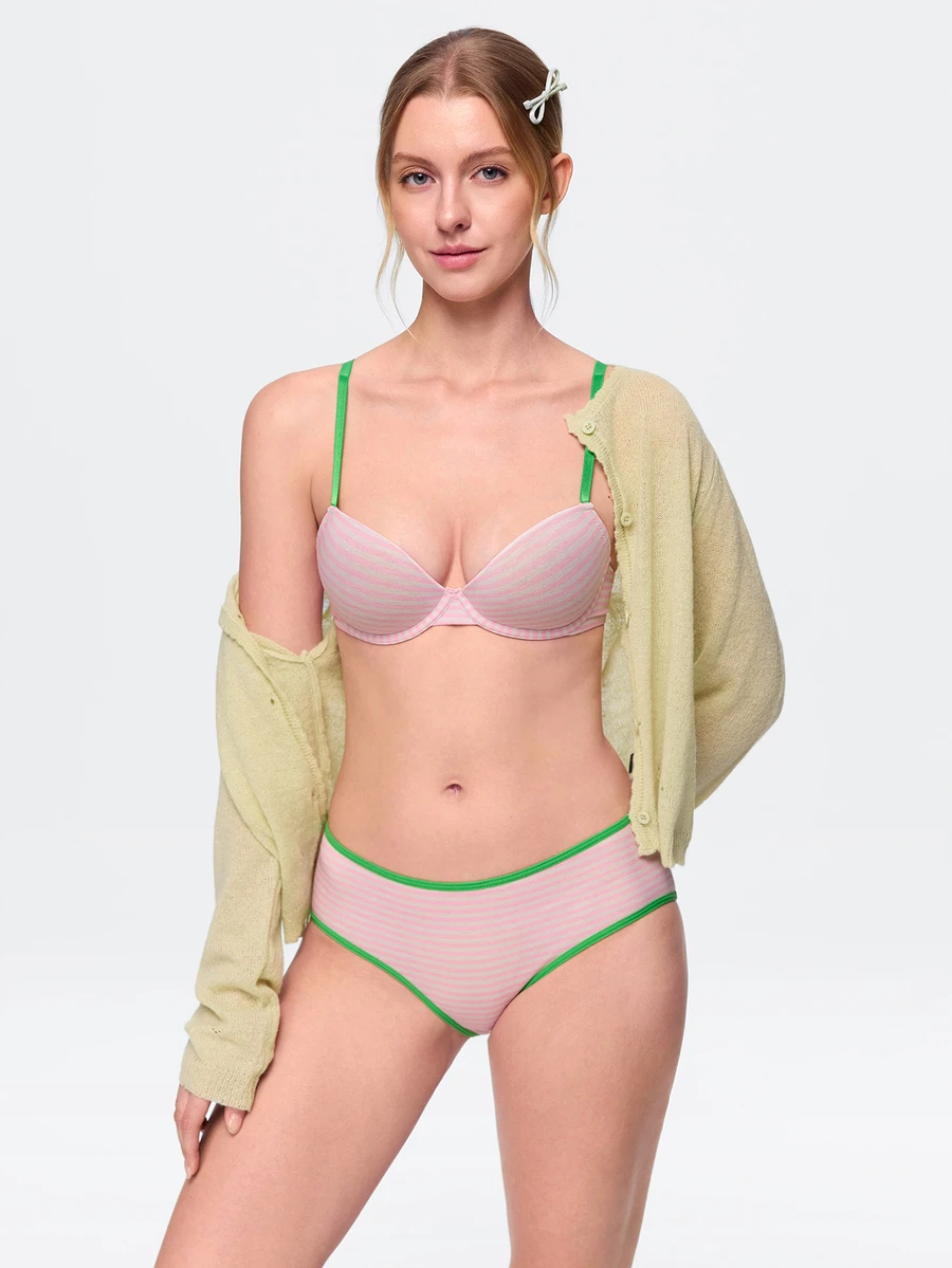 Bonmuse 1 Set Women's Underwire Molded Cup Comfortable Lingerie Set - Pink - View 1