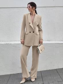 CLARA VERO Women's Olive Green Elegant Suit Sets - Apricot - View 4