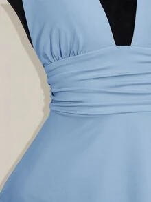 SHEIN ICON 万圣节女士露背吊带黑色娃娃衫 - 淺藍色 - 查看 3