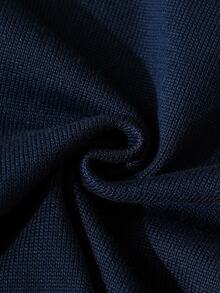 Minimalist Striped Tween Girl Crew Neck Long Sleeve Sweater And Drawstring Waist Knit Pants Set - Navy Blue - View 5