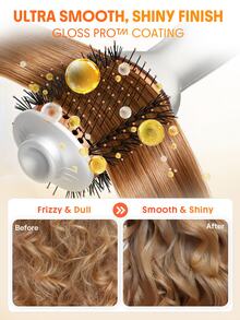 SHEGLAM HAIR Travel Buddy Mini Hot Air Brush,Hair Blow Dryer Brush,Redefine Frizzy Styles,35000RPM Motor Speed & 2 Adjustable Temps,Adds Shine,Volume & Fullness For Smooth,Anti-Frizz Straight & Universal Voltage For Curl & Blowout Styles - Silver - View 6