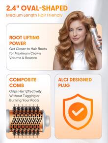 SHEGLAM HAIR Travel Buddy Mini Hot Air Brush,Hair Blow Dryer Brush,Redefine Frizzy Styles,35000RPM Motor Speed & 2 Adjustable Temps,Adds Shine,Volume & Fullness For Smooth,Anti-Frizz Straight & Universal Voltage For Curl & Blowout Styles - Silver - View 7