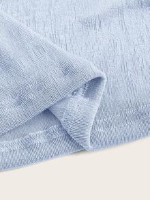 SHEIN ICON Women's Solid Color Draped Neck Casual Versatile Daily Wear Top - Baby Blue - View 3