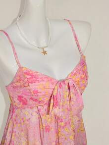 SHEIN ICON 夏季外出海灘波希米亞風 Y2K 夏威夷粉色花卉娃娃裙風飄逸女款背心上衣 西式女裝 - 彩色 - 查看 3