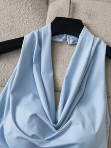 SHEIN Franclia 法式性感掛脖露背無袖短洋裝 女款 - 淺藍色 - 查看 4