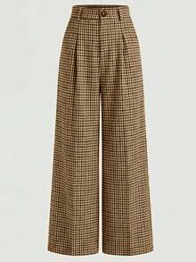 SHEIN 2026 Vintage Plaid Sleeveless Blazer & Pants Set - High-Waisted Button Detail Chic Versatile Two Pieces For Casual Office Vacation - Multicolor - View 5