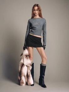 MOTF PREMIUM SWEATER MINIMALIS DASAR DENGAN LEHER PERAHU, POTONGAN PAS BADAN, DAN PAS BADAN - Grey - View 6