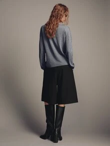 MOTF PREMIUM MINIMALIST LOOSE LACE PATCHWORK V-NECK SWEATER - Grey - View 4