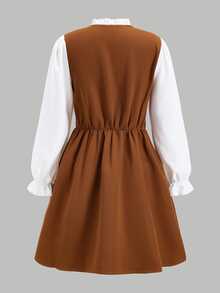 Tween Girl Floral Long Sleeve Fall Dress Dresses For Girls Girls Clothes 8 To 12 Years - Brown - View 2