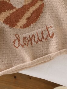 Sweater Motif Donat dan Huruf untuk Anak Perempuan - Khaki - View 5