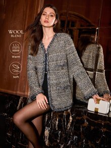 MOTF PREMIUM WOMEN'S CONTRAST COLOR FASHION VERSATILE DAILY TRAVEL OVERCOAT - Multicolor - View 1