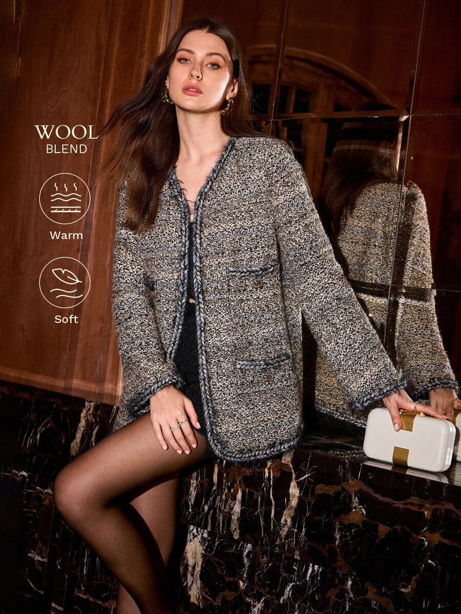 MOTF PREMIUM WOMEN'S CONTRAST COLOR FASHION VERSATILE DAILY TRAVEL OVERCOAT - Multicolor - View 1