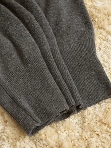 MOTF PREMIUM WOMEN'S DARK GRAY CONTRAST TRIM LAPEL DROP SHOULDER SWEATER - Dark Grey - View 8