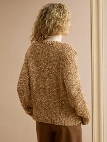 MOTF PREMIUM WOMEN SINGLE BREASTED PLACKET BOUCLE KNIT CARDIGAN - Camel - View 3