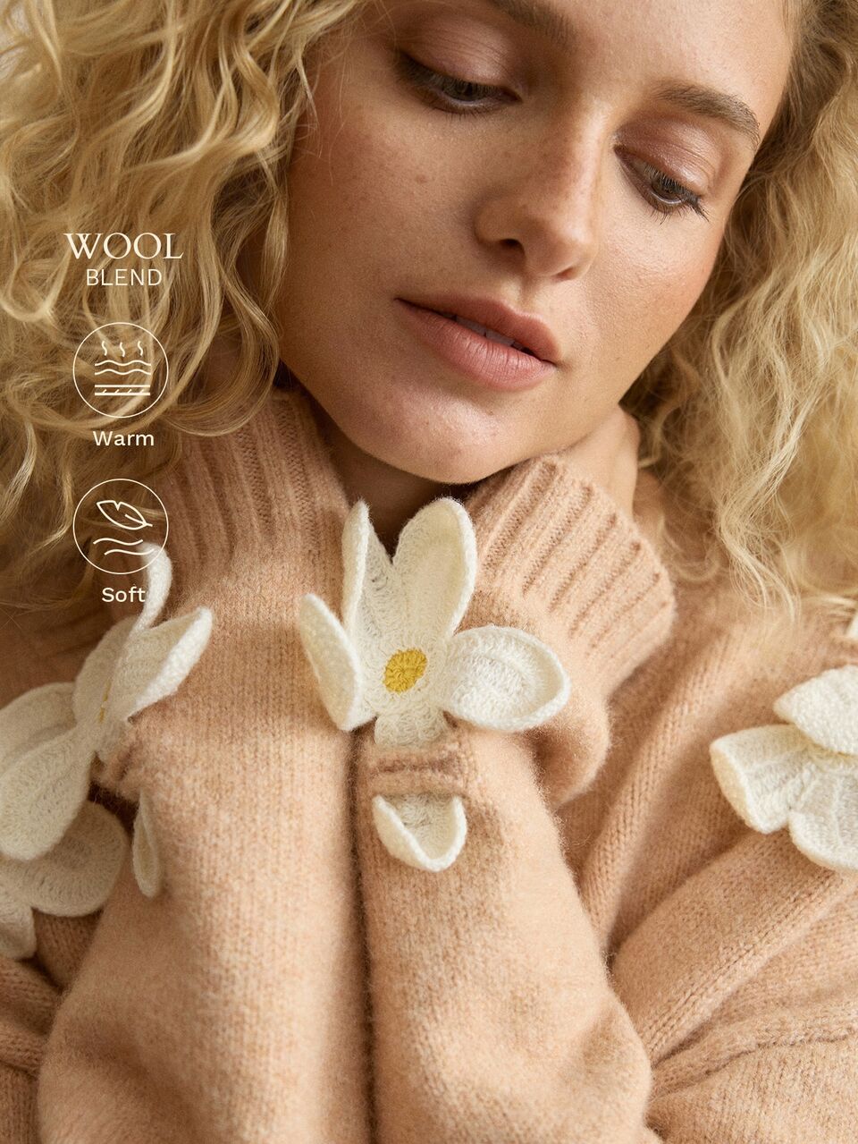 MOTF WOOL FLOWER DECOR DROP SHOULDER SWEATER