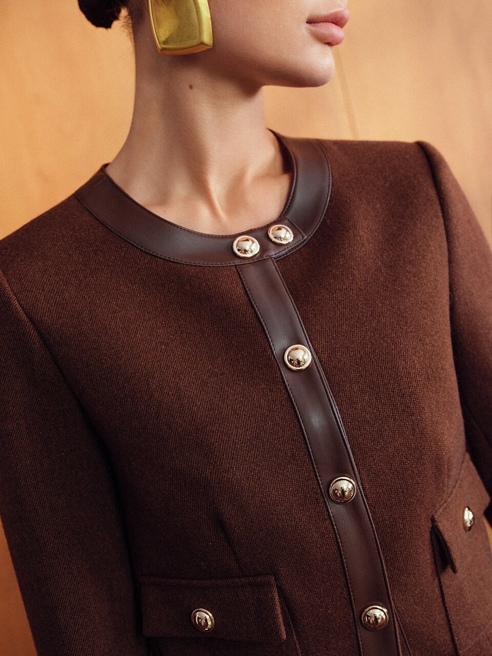 MOTF BROWN WOOL FRENCH VINTAGE JACKET
