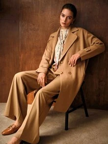 MOTF PREMIUM WOMEN'S SOLID COLOR FASHION VERSATILE DAILY OUTING CARDIGAN - Camel - View 5