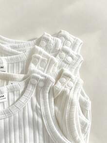 SHEIN Vintaside Kids Baby Boy Summer Multi-Color Sleeveless Bodysuit - White - View 4