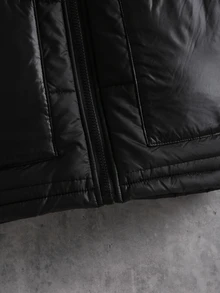 Boys Casual Hooded Letter Patchwork Quilted Thickened Vest, Autumn/Winter - Black - View 7