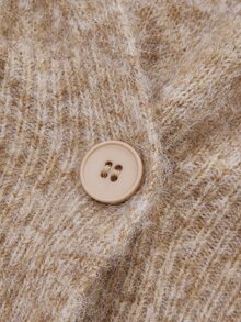 LUMIGAL Women's V-Neck Lace Patchwork Lantern Sleeve Cardigan Sweater - Khaki - View 6