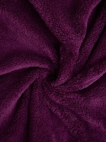 SHEIN طقم بيجامة شتوية نسائية باللون الكحلي من الفرو الناعم مع تطريز دب تيدي والقمر - الأرجواني - مشاهدة 7